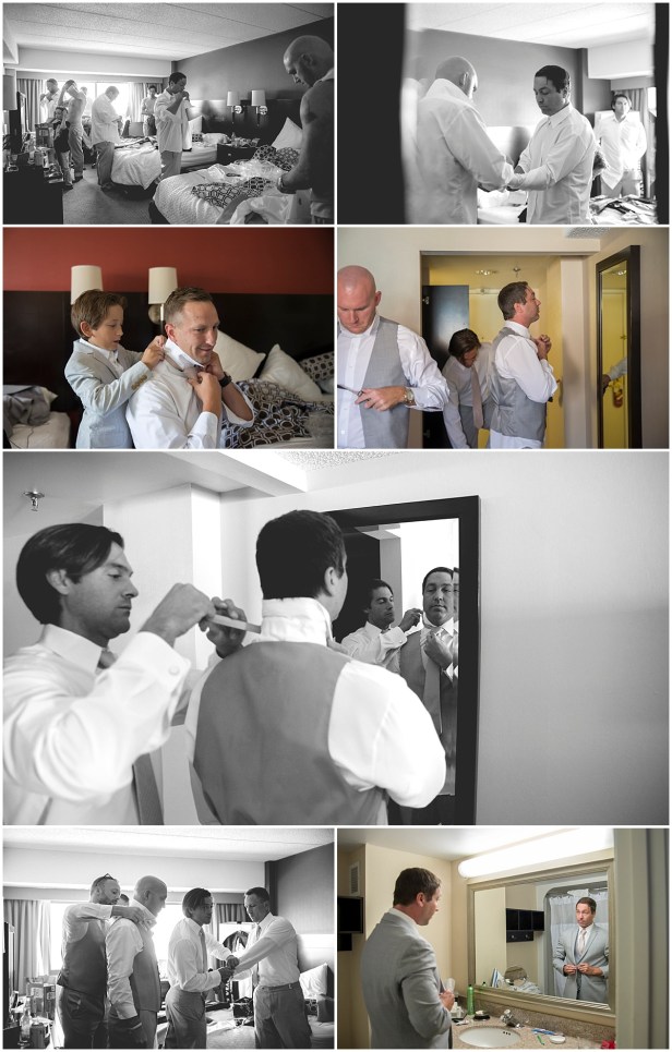 Crown Plaza bride and Groom Getting Ready, Columbus OH